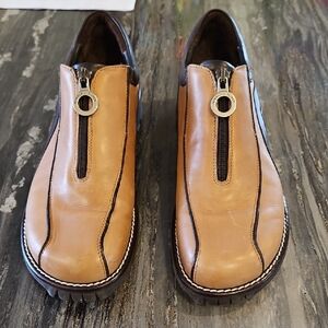 Donald J. Pliner Brown Leather Zip Loafers